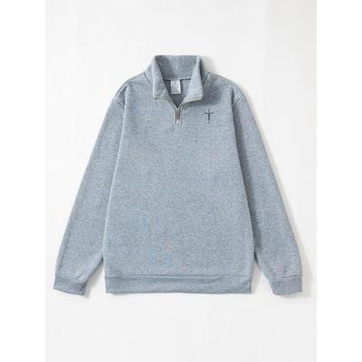 Cross Print Urban Casual Light Sport Men's Standing Collar Half Chain Multifunctional Sports Shirt, Autumn and Winter Fashionable Pullover