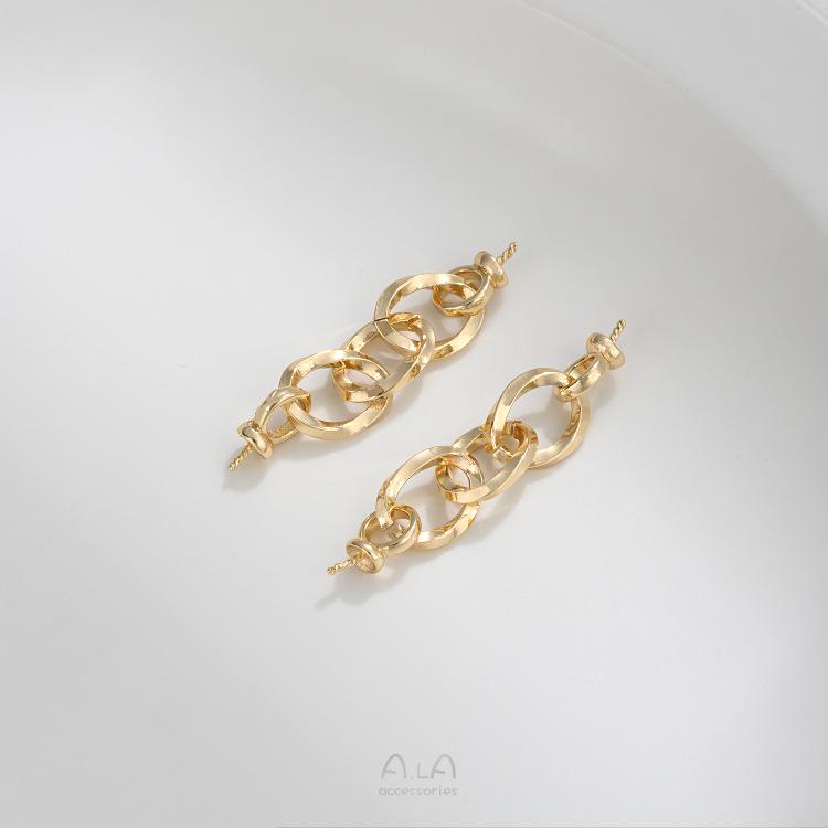 Łańcuszek z podwójnymi szpilkami oczkowymi wypełniony 14-karatowym złotem do tworzenia biżuterii DIY