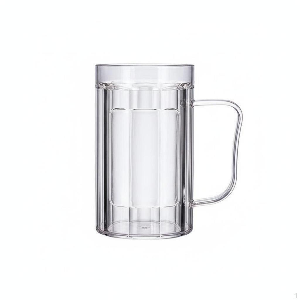 100 Stück 500ml Verdickter Bierbecher Große Kapazität Becher mit Henkel Bruchsicher Transparenter Bierkrug