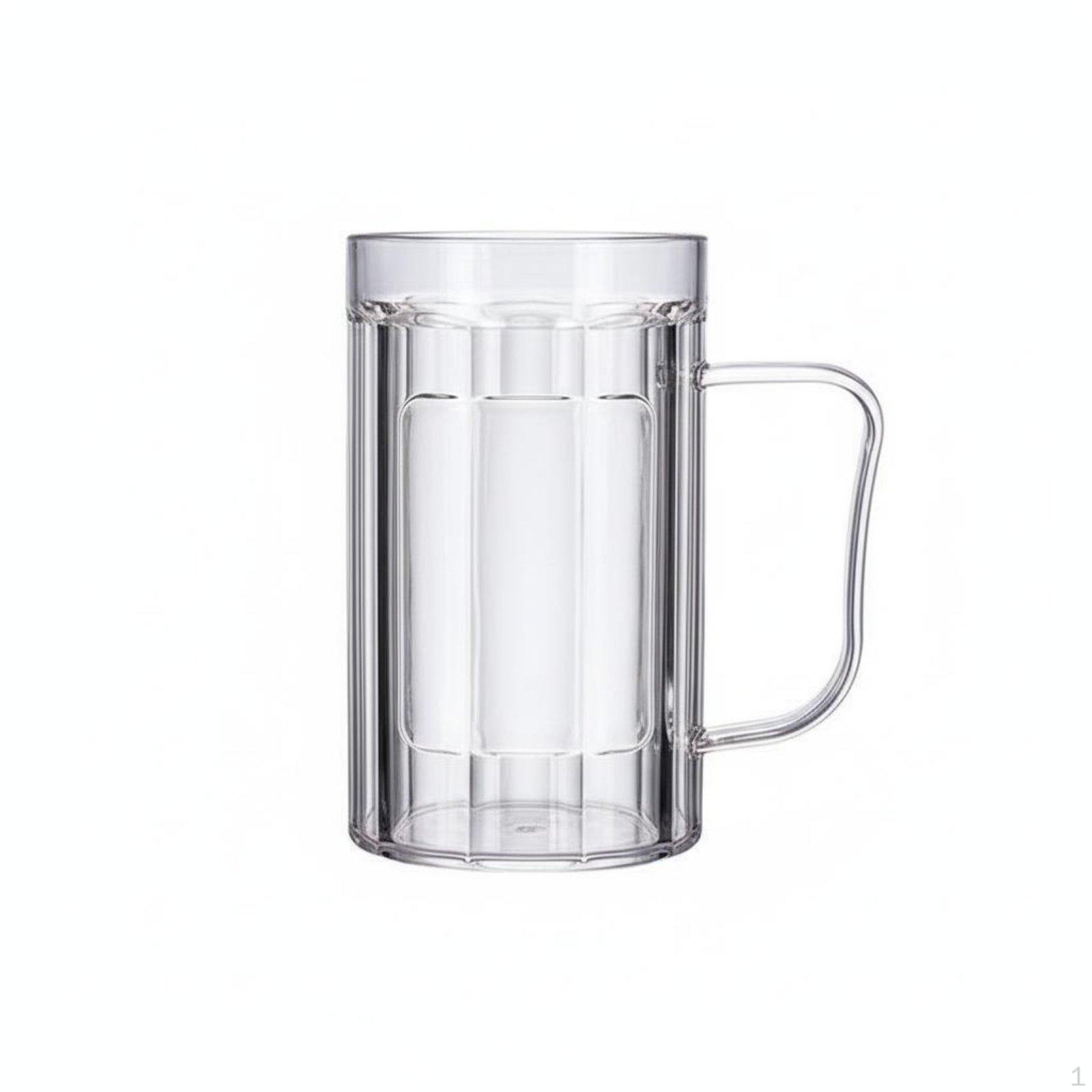 100 Pieces 500ml Thickened Beer Cup Large Capacity Handled Mug Shatterproof Transparent Stein 500ML