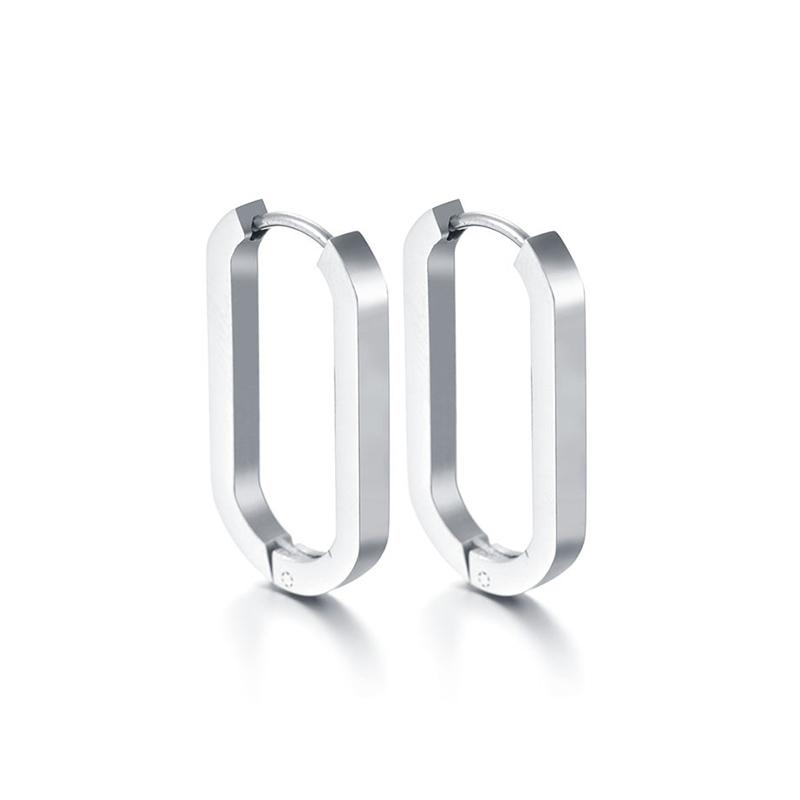 Gold Silver Color Black U-Shaped Stainless Steel Earrings Women Classic Simple Compact and Exquisite Hoop Earrings Daily Jewelry