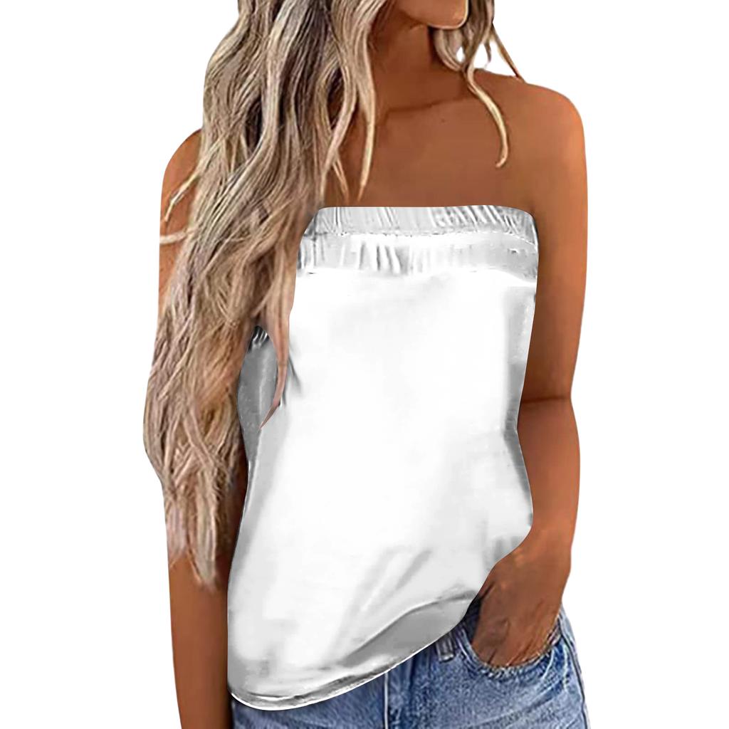 Top de Verano Sexy para Mujer sin Tirantes Hombros Descubiertos Banda Elástica