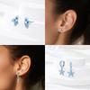 Authentic Original Delicate Copper Metal Dreamy Crystal Fish Tail Earring Blue Sea Star Petal Women's Stud High Quality Fine Jewelry Girlfriend
