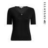 ELLASSAY Women's V-Neck Slim Fit Short Sleeve Knit Top
