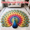 Soft Peacock Carpet Non-slip Bathroom Floor Mat Portable Blanket  for Living Room Tea Table Bedside