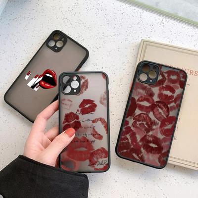 Seksowna dziewczyna czerwone usta twarde matowe etui na iPhone 14 15 Pro Max etui iPhon 13 11 12 Pro XR X XS Max 7 8 Plus SE2 miękka obudowa zderzaka