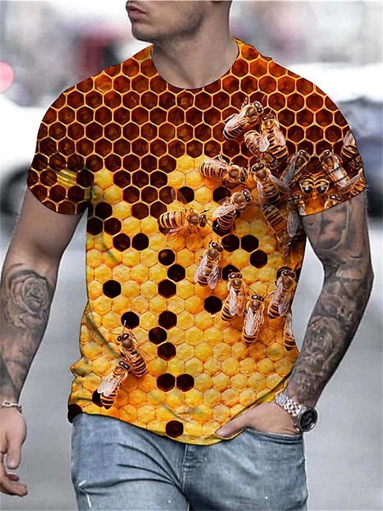 Men's T-Shirts 3d Print Cute Bee Pattern Tops Tees New In Summer Women Kids Streetwear Fashion Oversized T Shirt Men Clothing