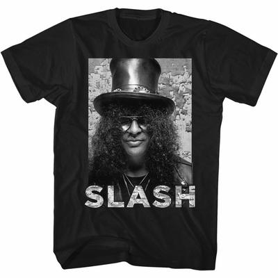 Slash Guns N Roses Portrait Name Black Adult T-Shirt Unisex T-Shirt