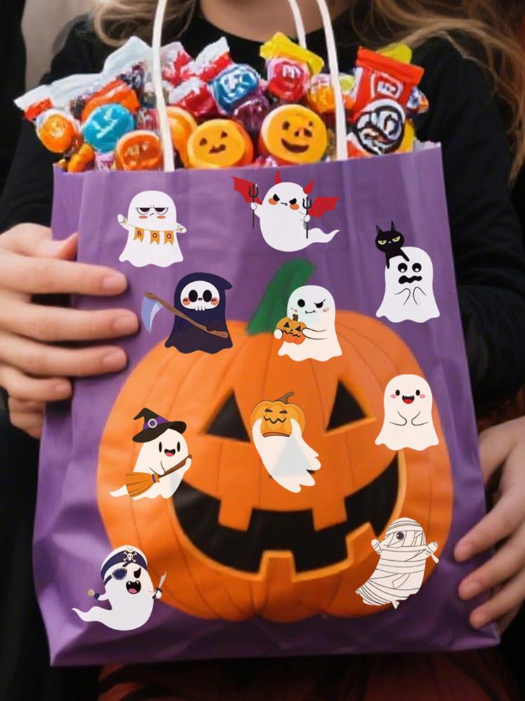 Halloween Sticker Roll Halloween Ghost Stickers Roll Scary Halloween Sticker Set 500 Pcs Holiday Ghost Water Bottle Decal