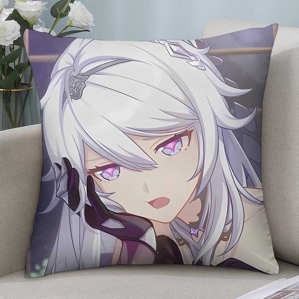 Kiana Kaslana Anime Girl Pillow Case Short Plush Pillow Covers Sofa Decorative Gift Home Double-sided Printing Cushion Cover
