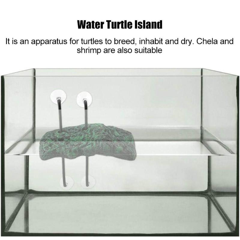 Floating for Turtle Basking Platform with Suction Cups Resin Island Dock for Aquatic Turtles Climbing Height Adjustable