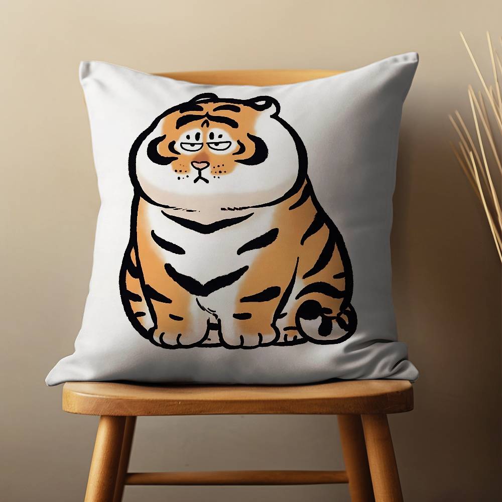 Funny Cute Cartoon Tiger Throw Pillow Case For 45*45cm,55*55cm,30*30cm For Home Bedroom Decoration And Protector