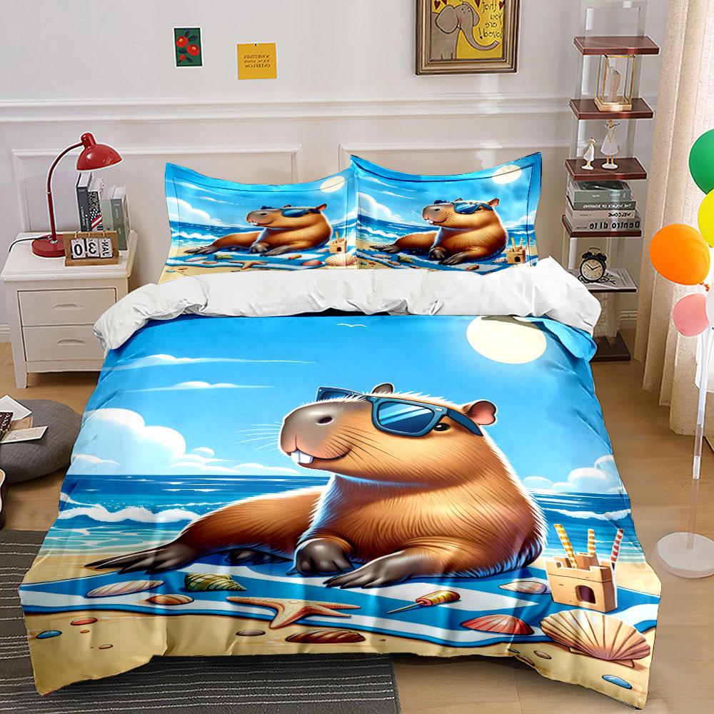 Cool Capybara Beach Bedding Set Bedding Duvet Cover Set Duvet Cover Pillowcases (1 * Duvet Cover 2 * Pillowcases, without duvet insert)