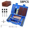 33/58Pcs Auto Tire Repair Set Puncture Repair Tools Car Motorcycle Bike Emergency Heavy Duty Tubeless Tire Repair Rivet Tool Set