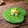 Frog on Lotus Leaf Ornament Glossy for Aquarium Display