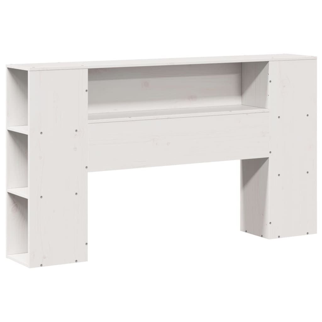 Solid Wood Bed with Shelf Without Mattress White 140x200 cm Pine