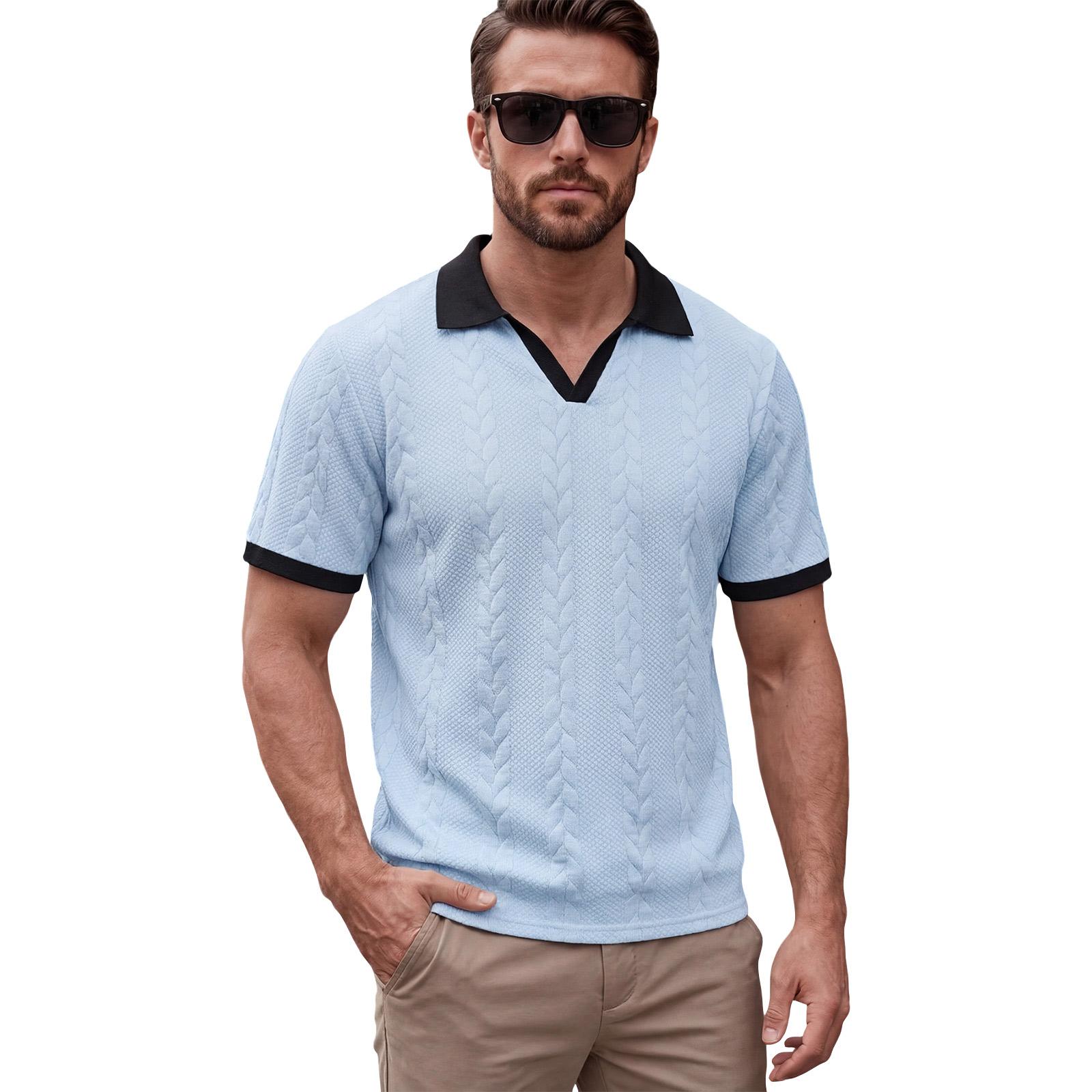 

Men’s Short Sleeve Polo Shirt with Collar and Cuffs Lightweight Knitted Casual Top for Everyday Wear XXL