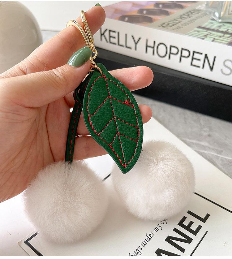 Plush Cherry Faux Mink Fur Keychain & Bag Charm