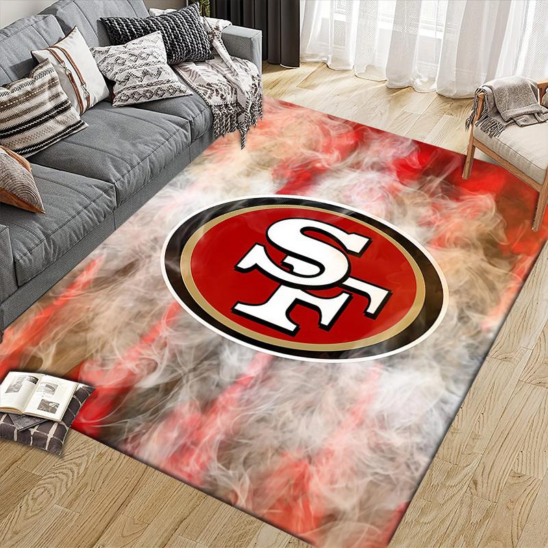 San Francisco 49ers2 Flanellmuster Quadratischer Teppich, Teppichläufer, Teppich für Wohnzimmer Schlafzimmer Sofa Spielzimmer Dekor, Rutschfeste Bodenmatte