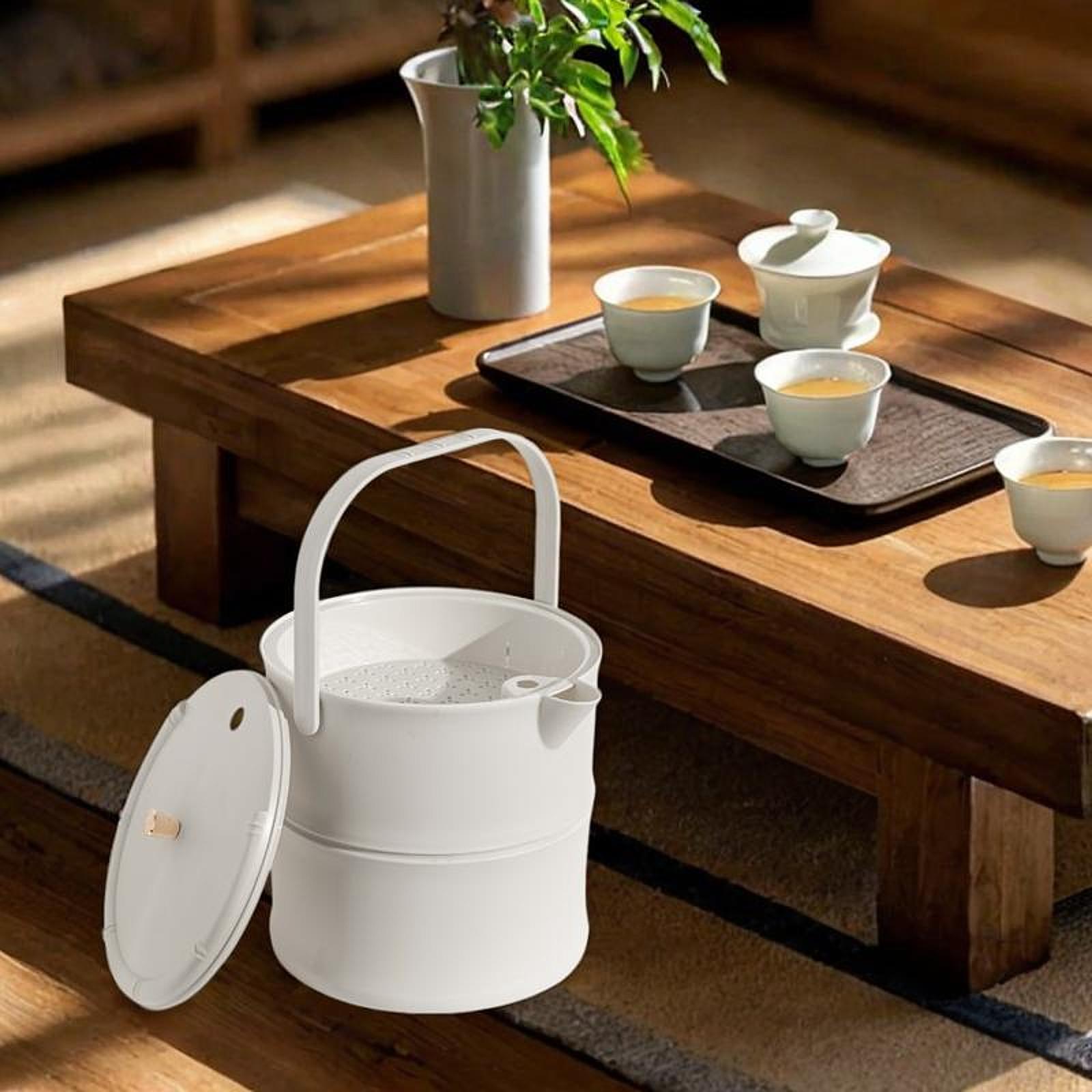 

Tea Waste Bucket Waste Can Portable with Strainer Disposal Bin with Lid Liquid білий