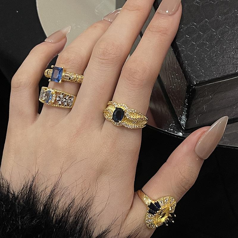 Medieval Court Style Hollow Pattern Fashion Open Ring Female Sweet Cool Lace Light Luxury High Sense Index Finger Ring