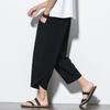Pantalon Harem Homme Été Style Chinois Coton Lin Streetwear Rétro Shorts de Plage Pantalon Décontracté Mi-Mollet M-5XL
