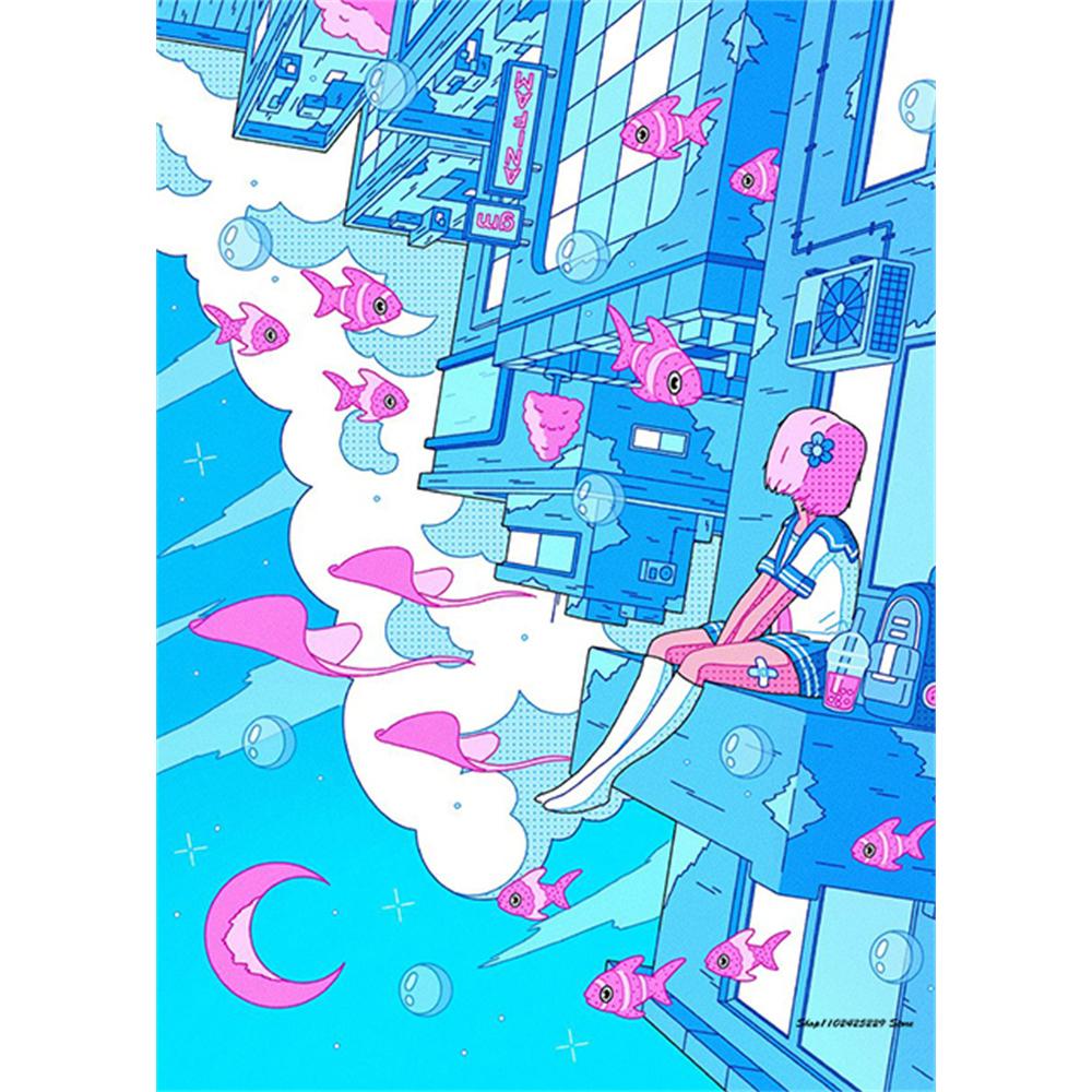 Diamond Painting Kit Modern Cartoon Girl 5D DIY Diamond Embroidery Cross Stitch Handmade Art Gift Crafts Home Decor Gift