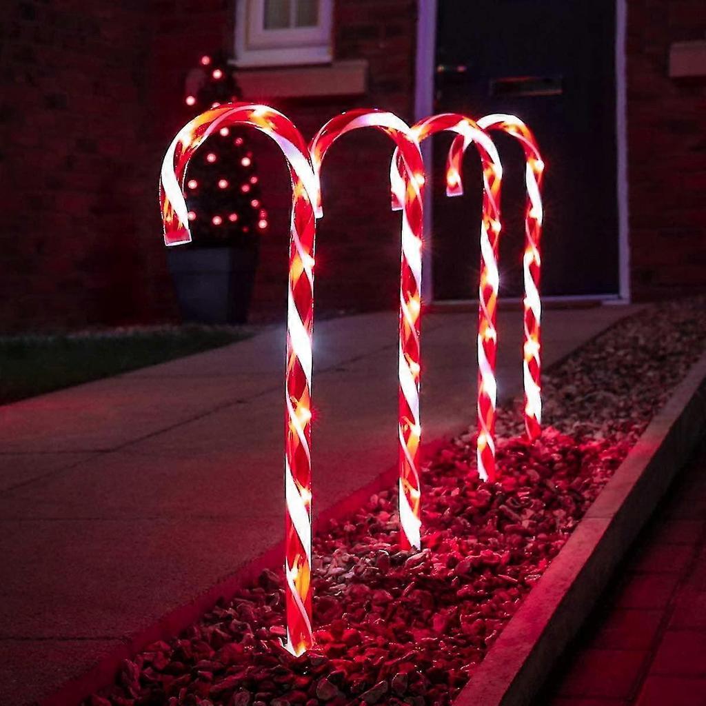 Festive Lights - Set Of 4 - Light Up Candy Cane Decorations - Electric Operated