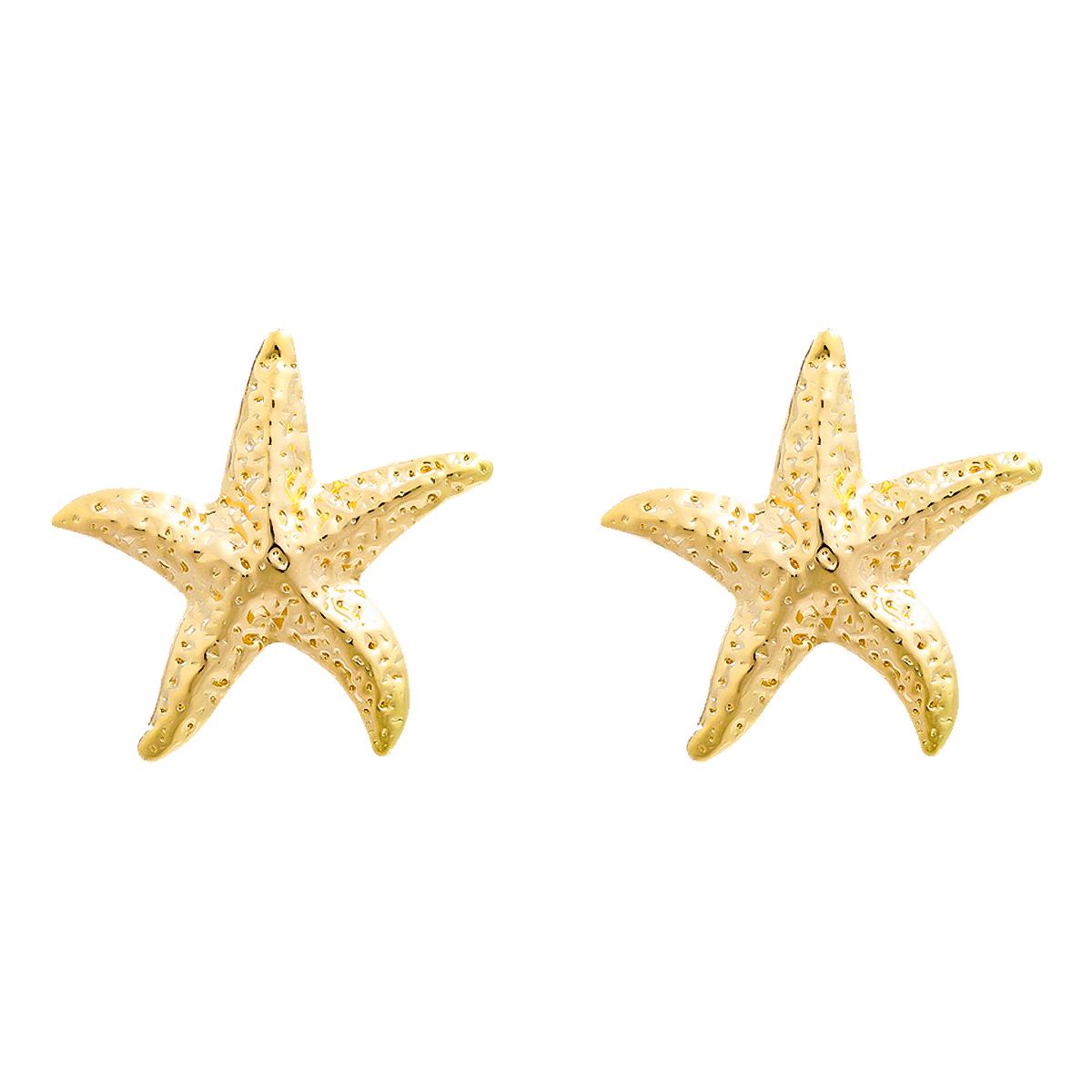 

Серьги в виде морской звезды в океаническом стиле: Женские преувеличенные пляжные аксессуары из металлического сплава золотой