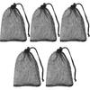 5 PCS Black Bags Mesh Storage Bag Mesh Bag Drawstring ForJewelry Gifts Small Travel Stuff Kitchen Wedding Small Travel Stuff (5, Black, 5.9 *