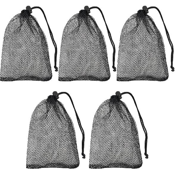 5 PCS Black Bags Mesh Storage Bag Mesh Bag Drawstring ForJewelry Gifts Small Travel Stuff Kitchen Wedding Small Travel Stuff (5, Black, 5.9 *