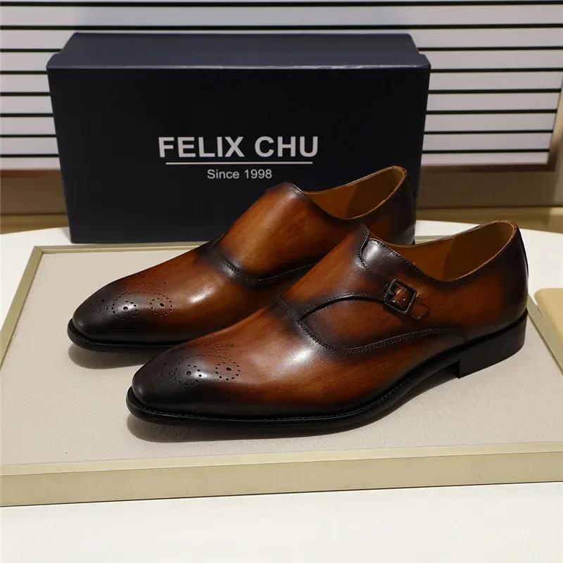 Fashion European Style Gentleman Monk Strap Formal Shoes - 3 Colors Pointed Toe Men's Dress Loafers with Buckle Strap for Parties