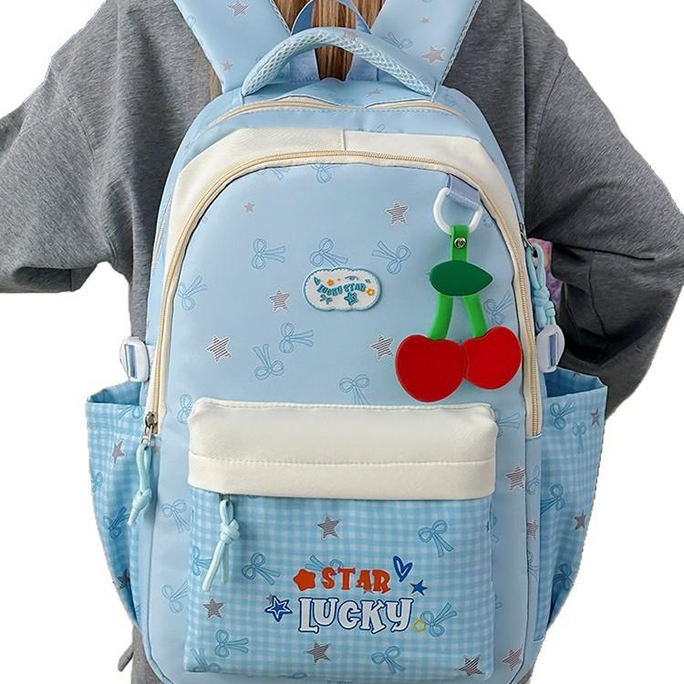 Schoolbag1011 New Cool Soft Cute Cat Full Printed Plaid School Bag Junior High School Students Light Commuting Daily Versatile Backpack