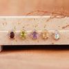 S925 Sterling Silver Color Treasure Stud Earrings Women'S Natural Topaz Garnet Amethyst Citrine Ear Jewelry