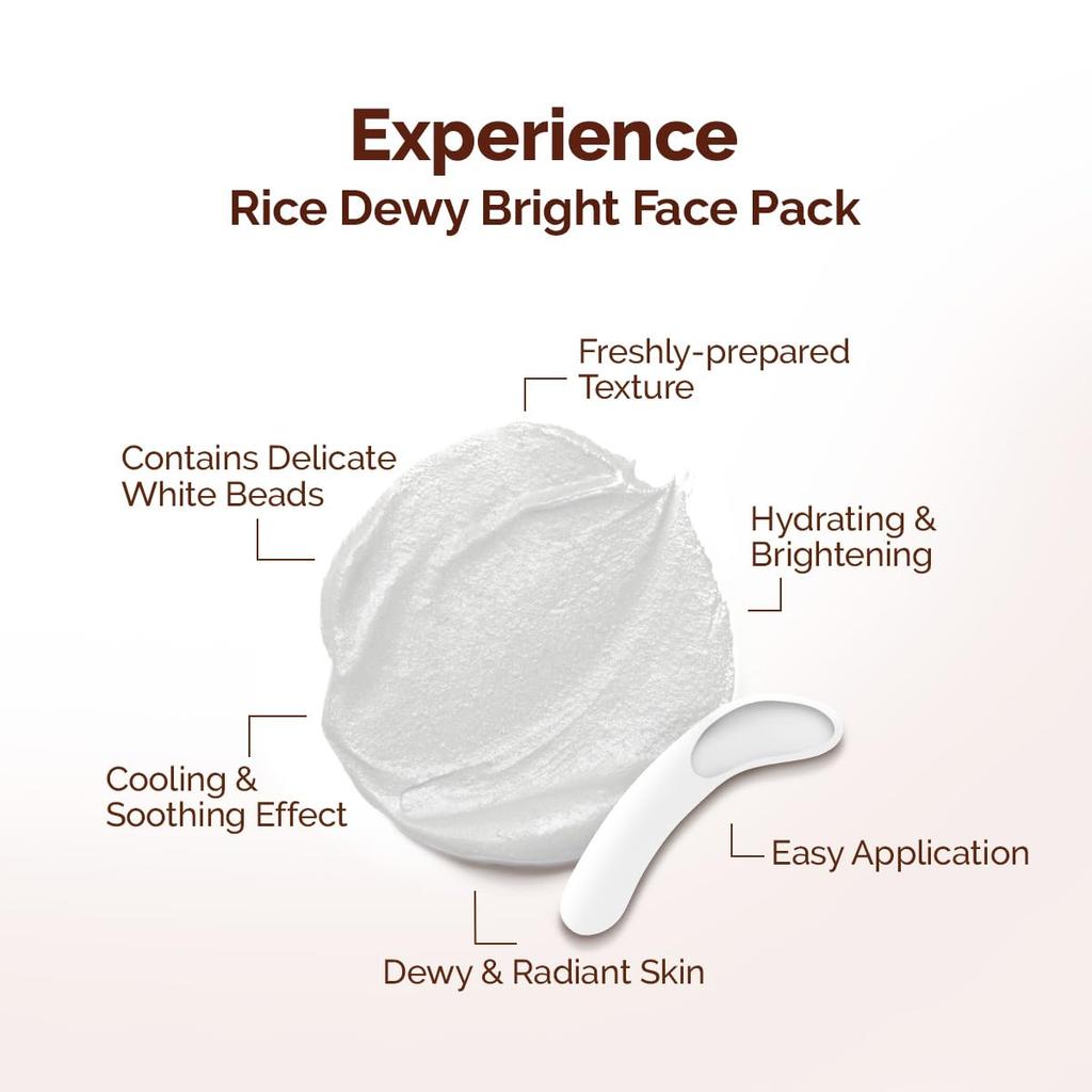Mamaearth Rice Dewy Bright Face Pack For Glass Skin 200g Gel Cream Mask With Hydrating DIY Texture And Instant Brightening Glow