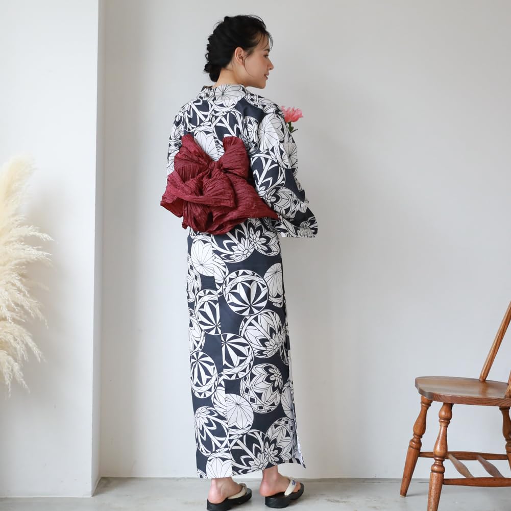 16 Patterns To Choose from Yukata Heko Obi Set Tokimeki Summer Love Yukata Heko Obi 2 Piece Set Pattern On Navy (15.Mari Background)