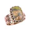 Natural Unakite Gemstone Two Tone 925 Sterling Silver Jewelry Ring Size 10 y6W45
