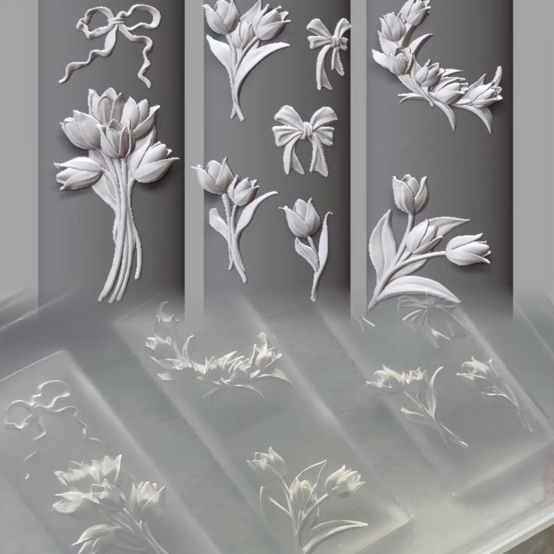 Nail Art Moulds Silicone Template Nail Designing Tool Flower Theme Silicone Handmade Molds for Manicure Creation