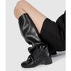 Ins style Fashion Round toe Soft Leather Pleated Women Knee-high Boots Autumn Winter Thick Heeled Casual Punk Knight Boots Shoes