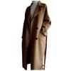Casaco trench coat feminino oversize lapela cashmere lã mistura cinto outwear jaqueta