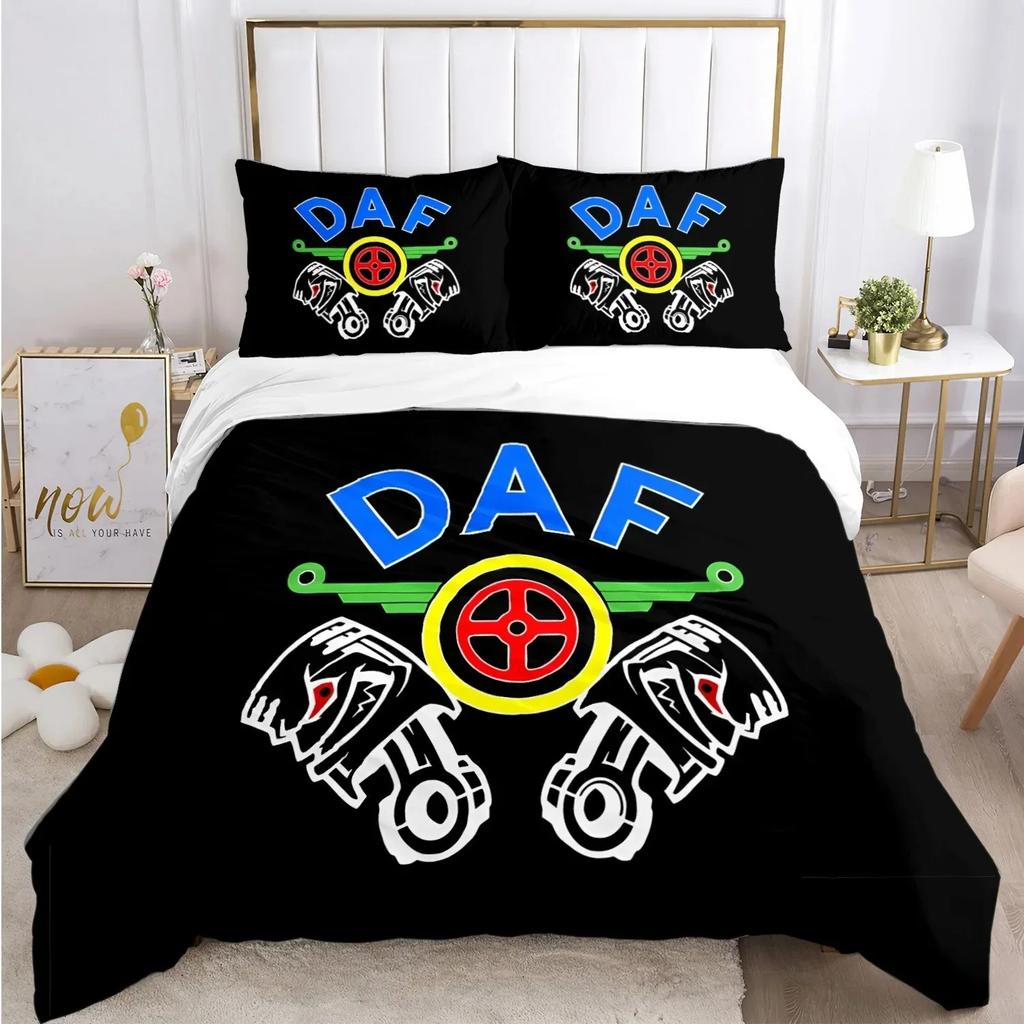 Federa Piumone con Logo Camion DAF alla Moda Set Biancheria da Letto Coperta Morbida e Federe per Ragazzi Singolo_Matrimoniale_Queen_King