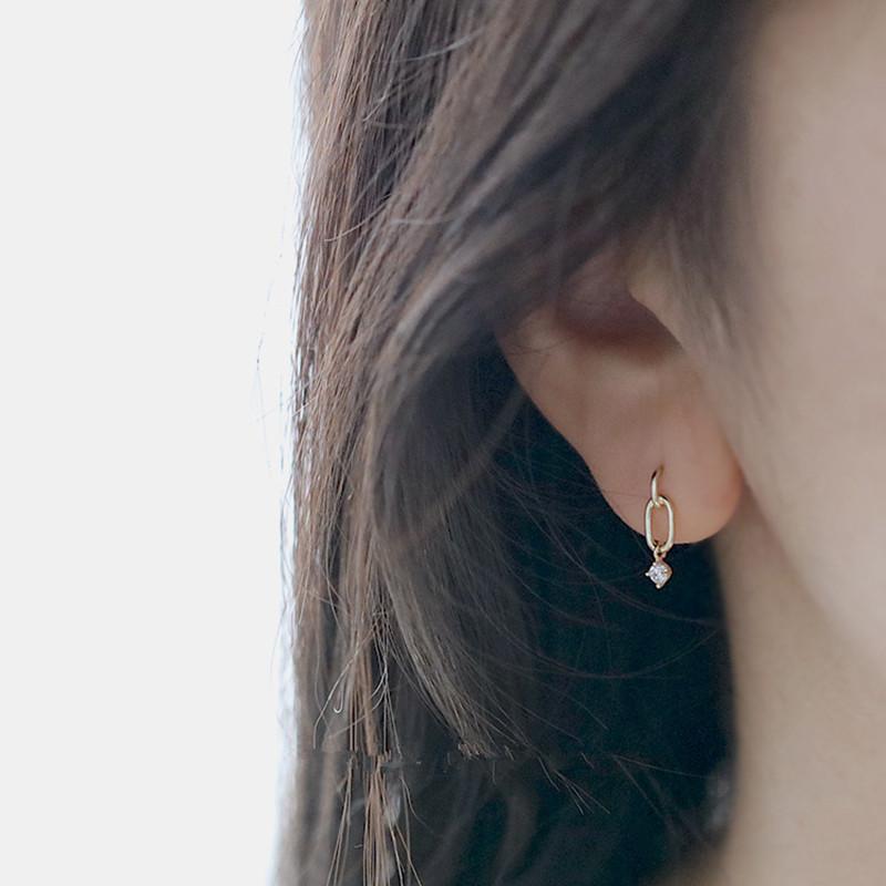 Pendente Semplice Zircone Lusso Orecchini a Bottone Geometrici per Donna Gioielli Placcati Oro 14k Argento Sterling 925 Regalo