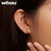 WOSTU Real 925 Sterling Silver European Simple Hoop Earrings Women Black Gold Ear Piercing Earring Wedding Jewelry Party Gift