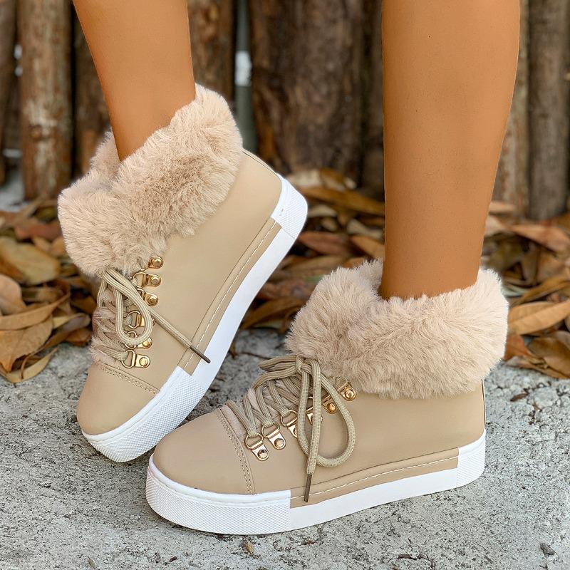 Fashion Women Ankle Boots Outdoor Fashion Sneakers Warm Big Size Thickened Fluff Snow Boots Winter Designer Brand Luxury Women Shoes