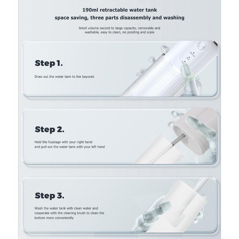 Wireless Dental Irrigator Water Flosser with 3 Modes 190ml Interdental Cleaner