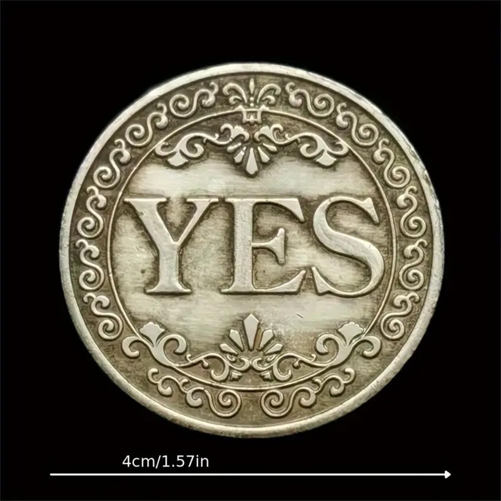 

Монета для принятия решений «да или нет», винтажный стиль, двухсторонняя счастливая монета, коллекционная ретро-копия для домашнего декора, уникальный металлический подарок