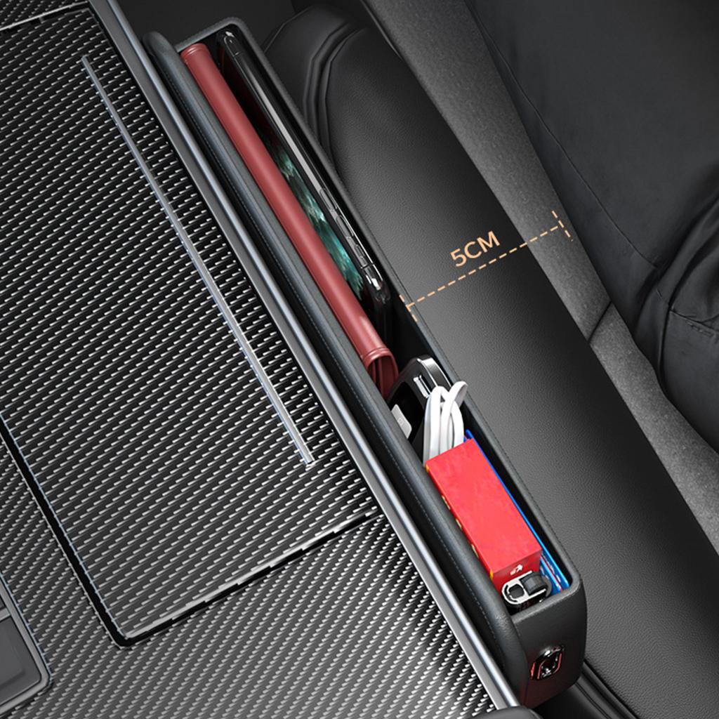 Black Car Seat Side Pocket Organizer Catcher Crevice Gap Filler Storage Box Stow