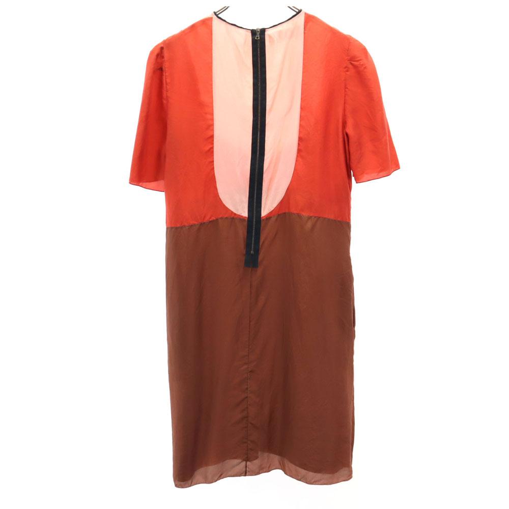 MARNI Italian Silk Short sleeve mini dress 38 Brown Women Used