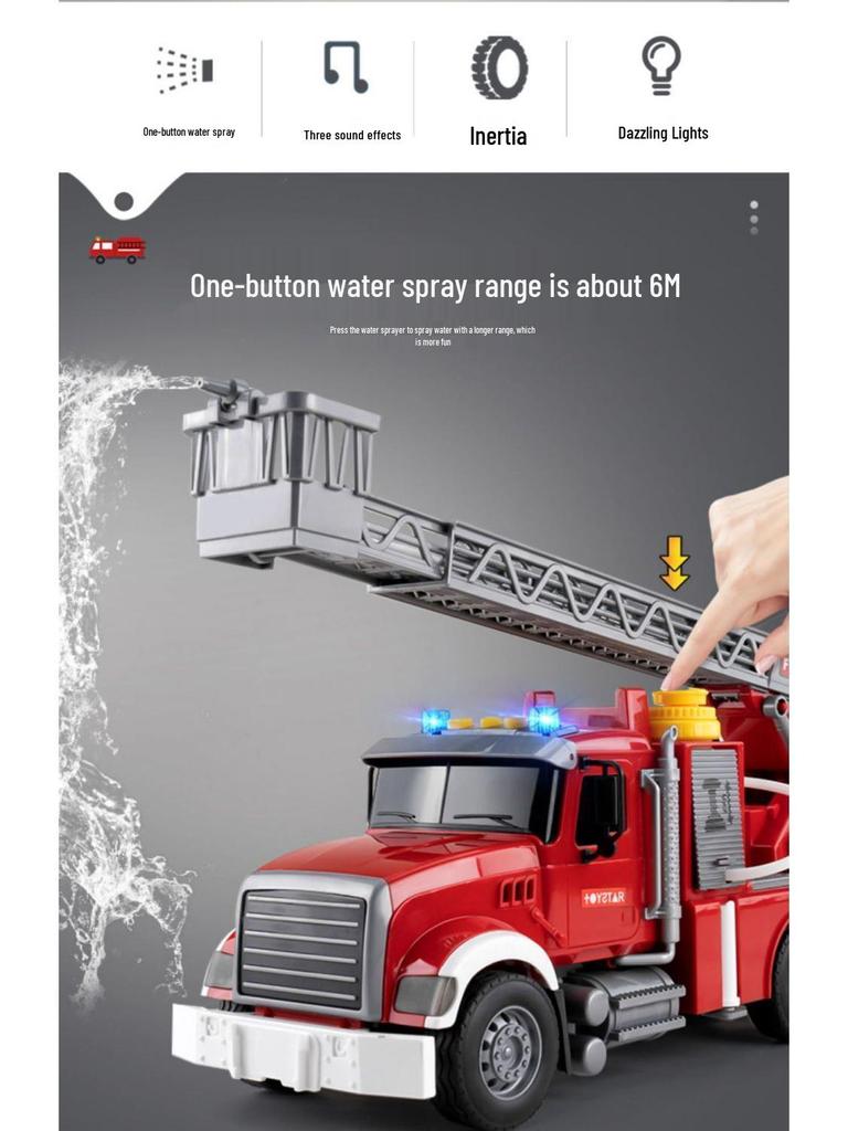 Large Kids' Toy Car: Engineering Vehicle with Water-Spraying Fire Truck, Sound & Light, Storytelling Feature