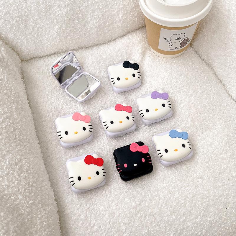 Cartoon Cat Flip Mirror Mobile Phone Airbag Bracket Back Sticker Retractable Drama Desktop Bracket Portable